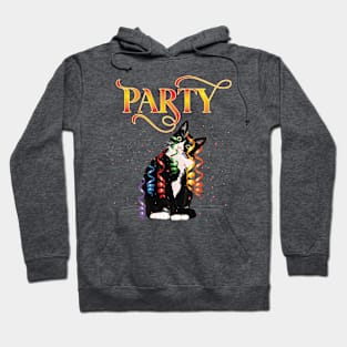 Tuxedo cat Party any celebration streamers confetti Hoodie